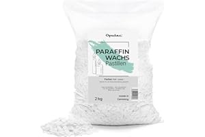 Oputec - Pastiglie di cera di paraffina per candele, 2kg: cera bianca, per candele in cera fai da te, prodotte in Germania