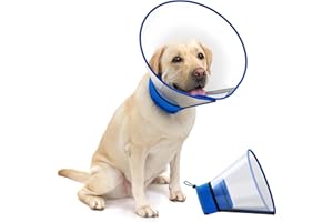 ONETIGRIS Soft Dog Cone Collar for Dogs After Surgery,Comfy Pet Collar Cone for Recovery, Adjustable Neck Recovery Collar for Pets, E-Collar for Dogs, Protective Head Cone for Dog Prevent Licking(Blue, XL)