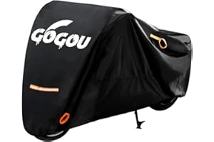 GOGOU Motorbike Cover Waterproof Outdoor, 96.5 x 49.2 x 41.3 Inch All Season Thicker Motorcycle Cover, UV & Wind & Heat Resistant, Anti-Scratch, for Moto Scooter Moped Motocross (Black)
