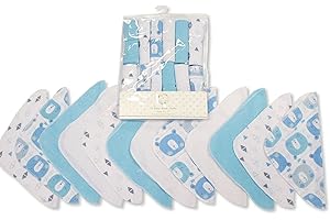 Nursery Time Baby Girl Boy Wash Face Cloths Towel Flannel Wipes Pack of 12 Pink Blue Grey