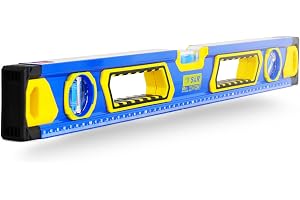 S&R Vattenpass i aluminium - magnetiskt med 3 stötsäkra libeller: Horisontell/vertikal/45 grader, lättläst cm-skala, noggrann