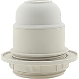 Edison vite (E27) portalampada in bachelite bianca con anello paralume e ingresso filettato 10mm