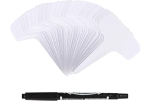 CAKKVDE 200Pcs T-Type Plastic Plant Labels for Outdoor Plants with Marker Pen – 6x10cm White Garden Tags for Seedlings, Herbs, Vegetables & Flowers