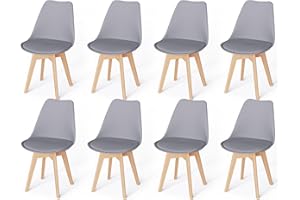 JIJIAN 8er Set Esszimmerstühle mit Polsterung, Massive Buchenbeine, Küchenstühle, Skandinavischer Stil Geeignet für Esszimmer, Küche, Wohnzimmer.