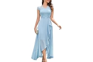 BBONLINEDRESS Bboninedress Robe de Soirée Cocktail Longue Asymétrique pour Mariage Invité Bal de Promo Anniversaire Cérémonie en Mousseline de Soie