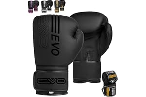 EVO Fitness Gants De Boxe Homme Femme MMA Muay Thai Arts Martiaux Kick Boxing Sparring Training Fighting Boxe Sac De Frappe Gants Roses avec Bandages pour Les Mains Anglaise
