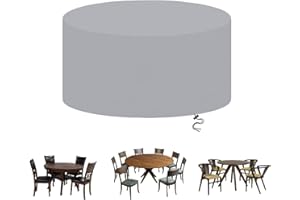 AXFZZRS Funda Mesa Jardín Redonda,Funda Protectora Muebles Jardin,420D Oxford Funda Mesa Exterior Impermeable,Anti-Viento,Protección contra los Rayos UV y la Nieve,Impermeable(90x75cm,Gris)