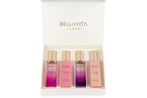 BELLA VITA LUXURY BellaVita Luxury Perfume Gift Set for Women (4x20ml) | DATE, SENORITA, GLAM, ROSE | Sweet Floral, Musk & Vanilla Perfumes | Sweet Cologne Eau de Parfum for Women | Women's Cologne & Edp Gift Sets