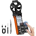CFM Airflow Meter HVAC Anemometer Handheld, WapoRich Wind Speed CFM Meter Rechargeable Measure 0~999900CFM/CMS/CMM Air Volume, Temp, Air Speed with MAX/MIN for Vents Drone Sailing (RQ-5000D)