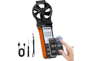 Wind Meter CFM Meter, WapoRich Anemometer Handheld Wind Speed Meter Digital Wind Meter Rechargeable Measures Air Volume/Wind Speed/Temp with MAX/MIN for HVAC Drone RQ-5000D