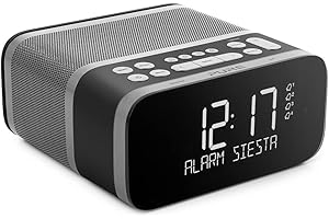 Pure Siesta S6 Bluetooth Radiowecker (Digitalradio, CrystalVue Display, Bluetooth, DAB/DAB+ und UKW, 40 Senderspeicherplätze, Sleep-Timer und Weckfunktion), Graphite