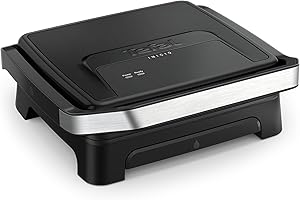‎TEFAL TEFAL GC2718 Opiekacz do panini i grill Inicio Classic 2w1, porcja 2-4 osób, szybkie nagrzewanie, 2000 W, nieprzywierające płyty, wyjmowana tacka ociekowa, pionowe przechowywanie, szaro-czarny
