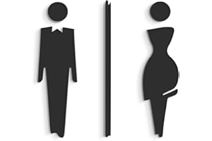 3DP Signs - 15 cm Geprägt Toilette Design türschild SA110 wc schilder selbstklebend - Moderne Damen wc Aufkleber Bad Schild für türen - Mann und Frau Toilettenschild (Prime Schwarz)