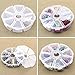 Kobwa(TM) 6 PCS 8 Compartments Round Plastic Storage Box Bead Organizer Display Containers Clear White