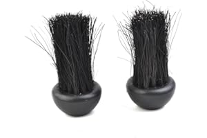 COOKIBLEND 2Pcs Fireside Companion Brush Head Round Hearth Fireplace Brush Head Refills Replacement Companion Set Fire Brush Head