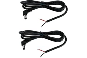2 stycken TASSFROO DC-förlängningskabel, 90 grader 5,5 mm x 2,1 mm DC-kabel med hankontakt till kabel med öppen ände. Strömka