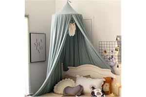 YOUCAI Mosquitera Infantil Niña Mosquiteras para Camas Techo Cúpula Cortinas Del Dosel Habitación de Juego con Cúpula Redonda Verde gris(Altura:2.5M)