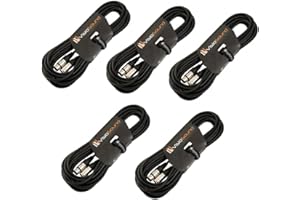 VisioSound 5 x 10m Male to Female XLR Mic Leads/Balanced Microphone Cables / 8 Colours/Multi-Packs Black