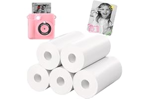 CHRERNA Thermopapier für Kinder Sofortbildkameras, 5 Rollen Thermorollen, Thermodruckerpapier weißes Null Tinten Druckpapier, BPA Frei Nachfüllpapier für Sofortbildkameras (4'' x 2.2'')