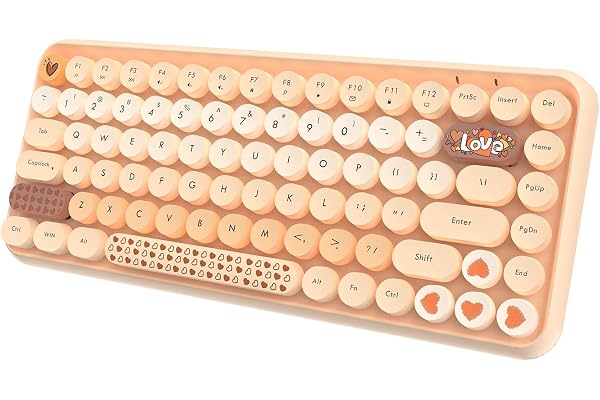 Mini clavier Bluetooth sans fil - 84 touches - Connexion sans fil 2,4 GHz - Touches rondes ABS - Panneau mat - Design ergonomique pour PC, ordinateur portable (dégradé orange)
