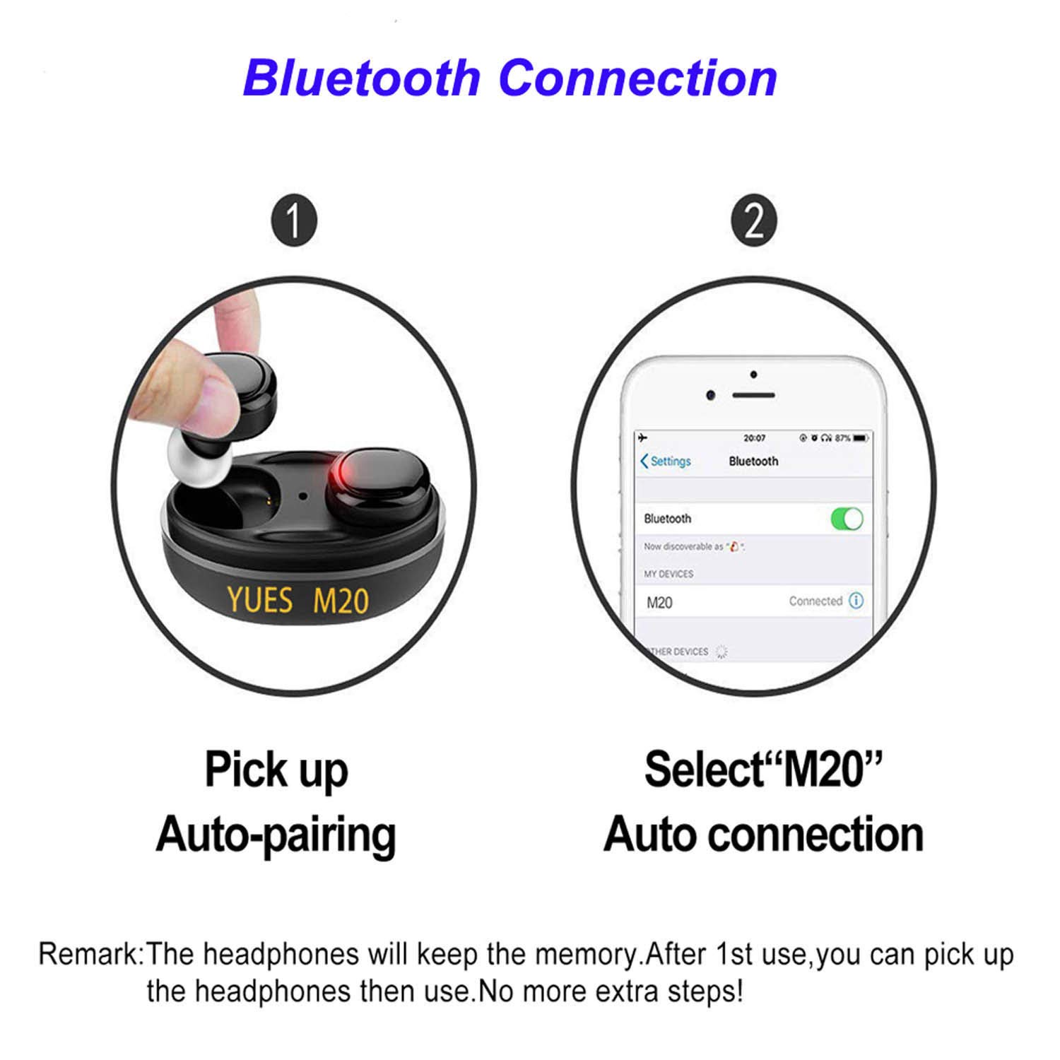 YUES-M20-Auriculares-con-Bluetooth-50-Mini-Estreo-3D-Inalmbricos-Micrfono-con-Estuche-de-Carga-Porttil