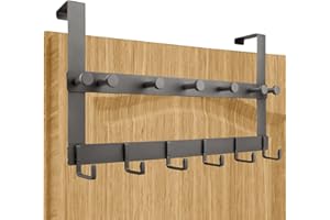 Gelanty Over Door Hanger with 13 Hooks, Heavy Duty Door Hooks for Hanging, Assembly-Free Door Coat Hanger for Clothes, Rust Resistant Coat Rack for Purse Clothes Jacket Backpack