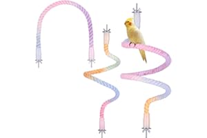 FNAOBAI Set di 3 posatoi pieghevoli per uccelli, corda da arrampicata, altalena, giochi per gabbie per uccelli, corda colorata per pappagalli, calopsitte, pappagalli (rosa, taglia unica)