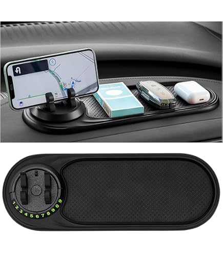 Tapis Antidérapant Silicone 3 En 1 Pour Voiture - Support Téléphone, Rangement Clés, Lunettes - Universel - 4
