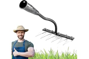 TENCIPEDA RâTeau De DéSherbage 5/6/7/8 Dents, Rateau De DéSherbage avec Manche pour DéSherbage/Ameublissement du Sol/Semis (6 Dents)