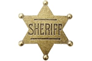 KOMONEE Sheriff Badge Star Pin Cowboy Western Police America USA Deputy Metal Shiny Fancy Dress Up Halloween Costume