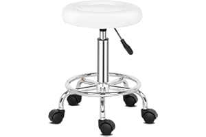 ALIGHTUP Bürohocker, Rollhocker, professionell, um 360 ° drehbar, höhenverstellbar, für Massagesalon, Küche, Büro, Klinik, Nähen, Schminktisch, Klavier, Weiß