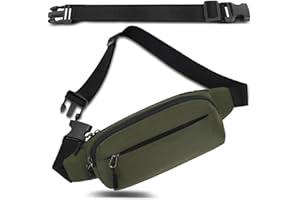 IHIGOGOFA Riñonera Hombre Mujer Deportiva Unisex con Cinturón Ajustable Extendido de 30 cm y 4 Bolsillos con Cremallera Bolsa para Entrenamiento al Aire Libre Viajes Casual Correr Senderismo (Oliva)