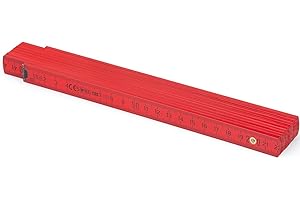 M METRIE Metrie™ BL52 Holz Zollstock/Zollstöcke |2m langer Gliedermaßstab, Maßstab|Meterstab mit Duplex-Teilung - Hellrot
