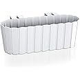 Prosperplast Boardee Hook Flower Box Balcony Flower Pot Planter 4.9 L 383 x 212 x 130 mm (White)