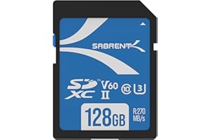 SABRENT Tarjeta de Memoria SD 128GB | SDXC UHS-II | Velocidades hasta 270 MB/s de Lectura | Clase 10, U3, V60 para fotógrafo Profesional, camarógrafo y Vlogger | Full HD/4K [SD-TL60-128GB]