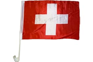 LUPSTY NFP 1 x Autofahne Autoflagge 45 x 30 Schweiz Auto Fahne Fahnen Flagge Flaggen EM 2016 mit Halterung
