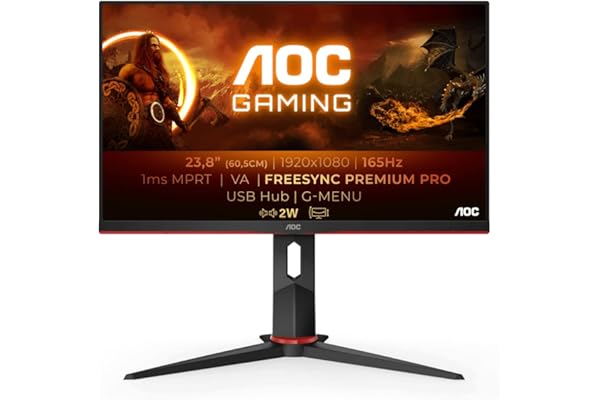 AOC 24G2SU/BK écran Plat de PC 60,5 cm (23.8") 1920 x 1080 Pixels Full HD Noir, Rouge