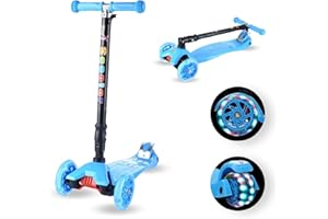 CHLOENCE - Monopattino Bambini, Regolabile In Altezza, Monopattino Bambino 3 Ruote, Giochi Bambini Da 2 A 6 Anni, Ruote In PU Con Luce Led Lampeggiante, Monopattino Bambina Sicuro, Certificato CE