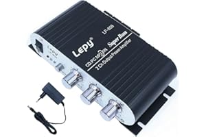 DollaTek LP-808 12V Mini Amplificador de Alta fidelidad con Cable portátil con Fuente de alimentación 3A para teléfono de automóvil doméstico - Negro