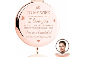 HZJ-AIGO Gifts for Wife,Gifts For Her-I Love You Wife Gift Compact Mirror-Romantic Gifts for Her Birthday,Wedding Anniversary,Valentines Day,Christmas (Rose Gold)
