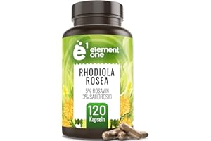 ‎E1 ELEMENT ONE Element One Rhodiola Rosea Capsules, 5% Rosavin, 3% Salidroside, 120 Pieces 500 mg Rhodiola Rosea Extract per Capsule - High Dose Rhodiola Powder - Rose Root Capsules - 4 Month Supply - Vegan