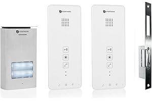 Smartwares Set: Zweiparteien Türsprechanlage mit elektrischem Türöffner für weitöffnende Türen (Links/rechts)