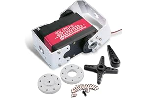 Wishiot RDS5180 80kg Digitaler Metall-Roboter-Servomotor mit hohem Drehmoment Doppelwellen-Roboter-Servoarm Wasserdicht IP66 mit U-Metall-Halterungen für RC Car DIY Roboter (270°)