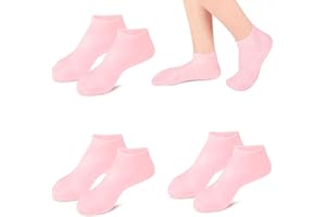 GAAINES 3 Pairs Moisturising Socks,Silicone Socks for Moisturising Feet,Foot Moisturiser Socks for Softens Dry and Cracked Feet Women Foot Care (Pink)