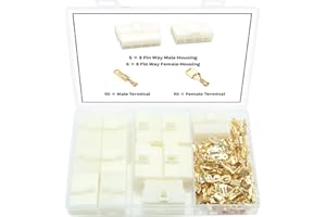 YIXISI 112 Pièces 6.3mm Automobile Connecteur Kit, 8 Broches de Fil Électrique Connecteur et Femelles Sertir Cosse Assortiment, pour Moto, Voiture, Camion, Scooter, Bateaux Électrique