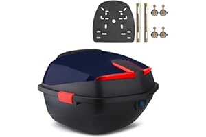 NUACOS Motorrad Heckbox Heckkofferraum mit RüCkenlehne Versiegelter und Wasserdichter Doppelschichtschutz Helm GepäCkaufbewahrung Top Case für Roller/Moped ,E,12*16*16inch