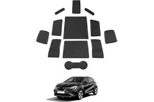 SHAOHAO Compatibile con Renault Captur 2 E-Tech Hybrid 2020-2024 2025 tappetini in gomma, console centrale, tappetini antiscivolo, porta bevande tappetino per porta accessori Renault captur 2