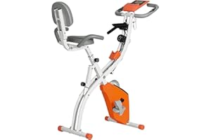 HOMCOM Cyclette Pieghevole 2 in 1, Resistenza Magnetica Regolabile 8 Livelli, Cyclette da Casa Silenziosa con Sensore di Frequenza Cardiaca, Elastici per Braccia, Schermo LCD, Volano 2.5kg