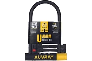 AUVRAY - Antivol vélo avec alarme - U ALARME 128X245 D.14-3 CLES - Résistance exceptionnelle - Coque de protection en plastique - Alarme intégrée de 120 dB - Haute sécurité