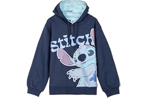 Disney Lilo und Stitch Kapuzenpullover Pullover für Kinder und Jugendliche, Cooler Pullover, Dunkelblau oder Rosa, kuschelig warm, Größen 128-164 cm